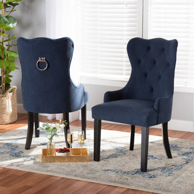 Blue tufted dining discount chair